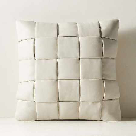 CB2 | Jabas Woven Leather Throw Pillow with Feather-Down Insert thumbnail