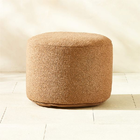 Silves Light Brown Boucle Outdoor Pouf 24" thumbnail