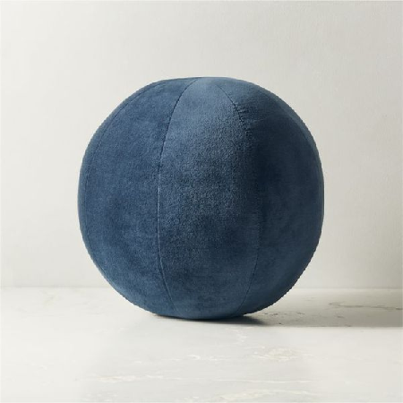 CB2 | Terre Navy Blue Velvet Sphere Throw Pillow 12" thumbnail