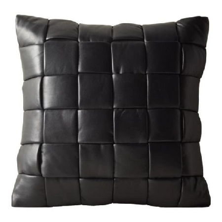 | Jabas Woven Leather Throw Pillow with Down-Alternative Insert 23"x23" thumbnail