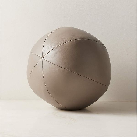 Terre Taupe Leather Sphere Throw Pillow 12" thumbnail