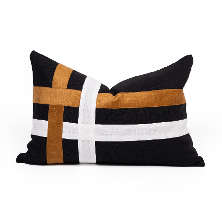 The Burleigh Black Lumbar Cushion 40 x 60cm thumbnail