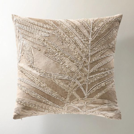 Frond Embroidered Bead Pillow 20" - Soft Nude thumbnail