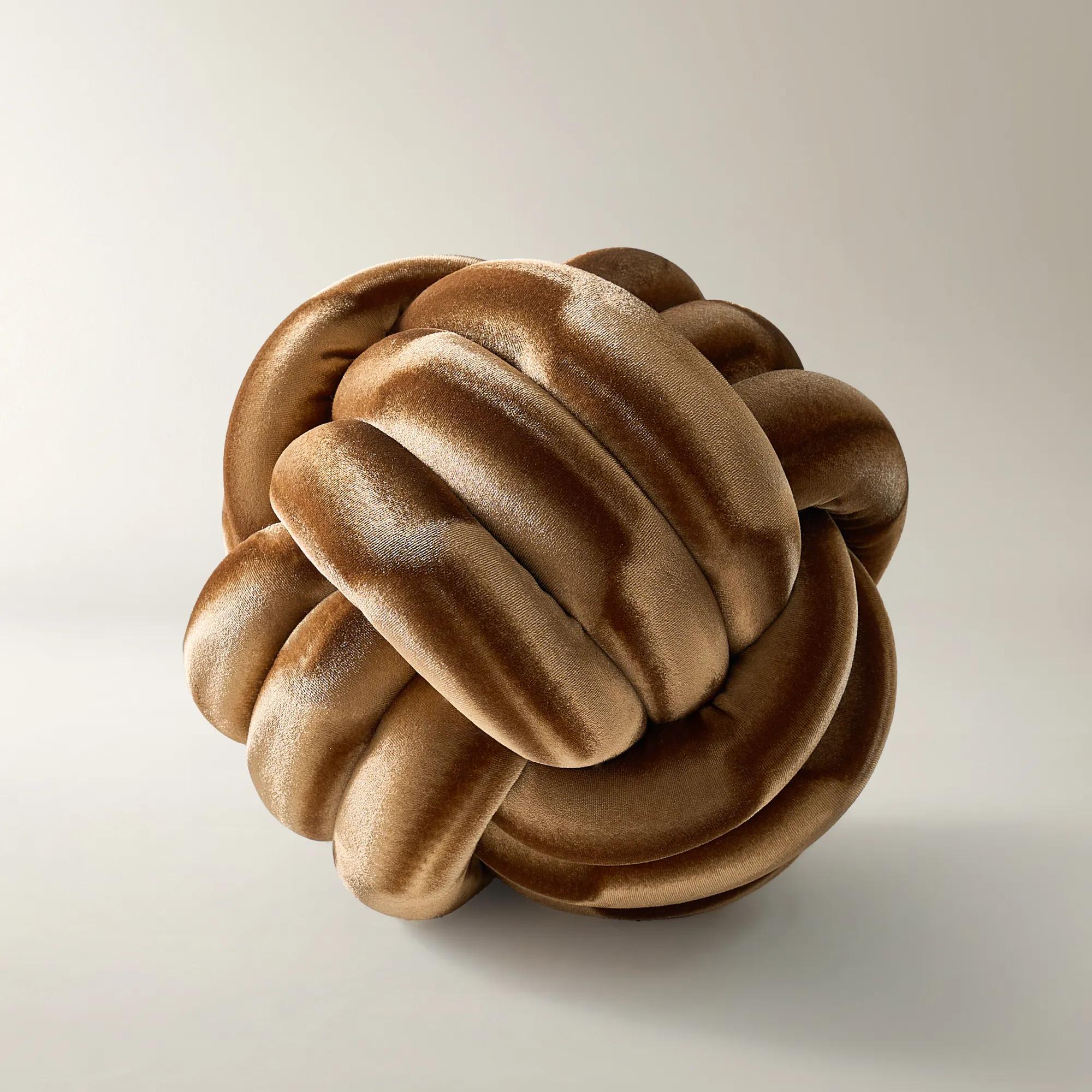 Neva Velvet Knot Pillow 11.75" - Bronze thumbnail