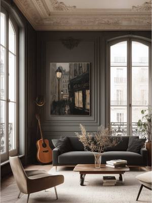 A rainy night in Paris… now hanging in your living room. Meet Midnight Promenade - moody, romantic, and made to elevate 