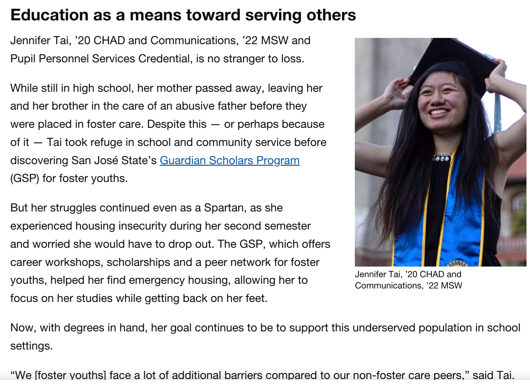 SJSU Article Feature 2: JSU Spring Graduates To Check “Complete Degree” Off Their Bucket Lists | SJSU NewsCenter thumbnail