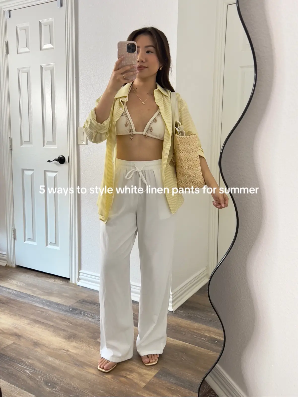 Summer outfit ideas with whitel linen pants 💛 find them “under “photos” tab on amz s/f #howtostyle #whitelinenpants #lin