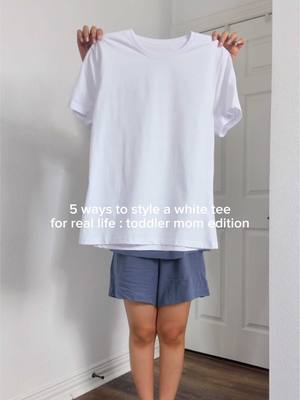 Ways to style a white tshirt this summer 🥰 find them under “photos” tab on my amz s/f #momoutfits #momstyle #howtostyle 