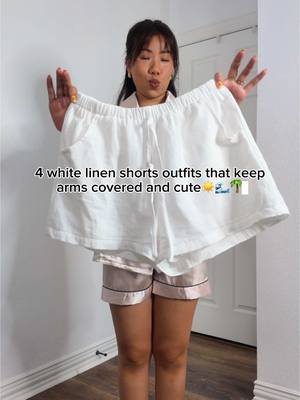 4 ways to style white linen shorts ❤️ these shorts are the besttt! Fit SO well, double lined and very soft 🥰 wearing siz