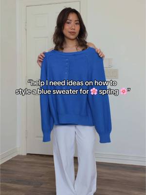 Sharing 4 ways to style a blue sweater for spring 💙 you can finds them under “photos” tab on my amz s/f  I love this cob