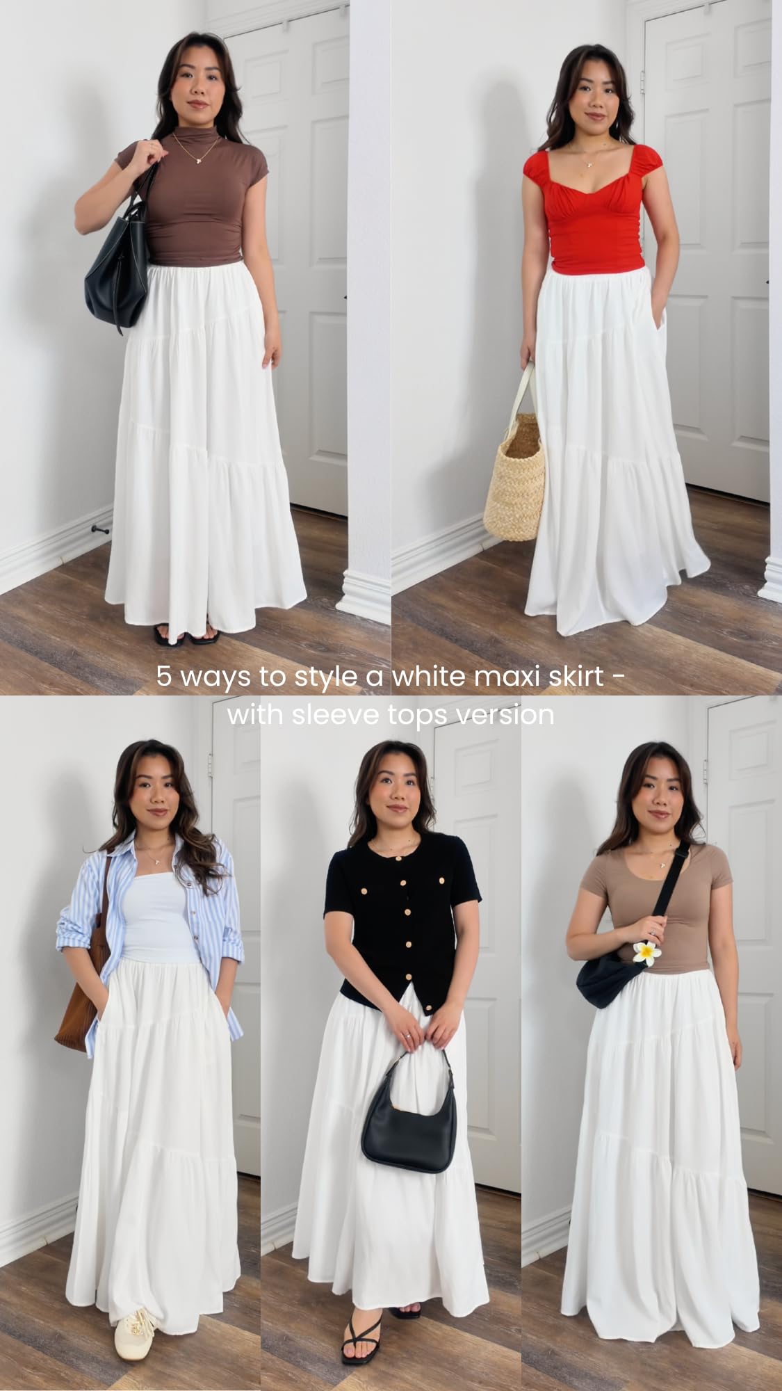 White maxi skirt w sleeves tops thumbnail