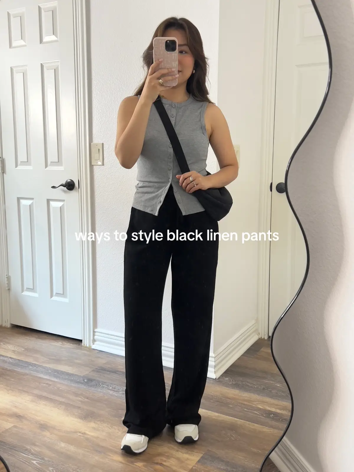 Find it under “photos” tab on my amz s/f  ❤️ #momoutfits #momstyle #howtostyle #blacklinenpants #linenpantsoutfit #comfy