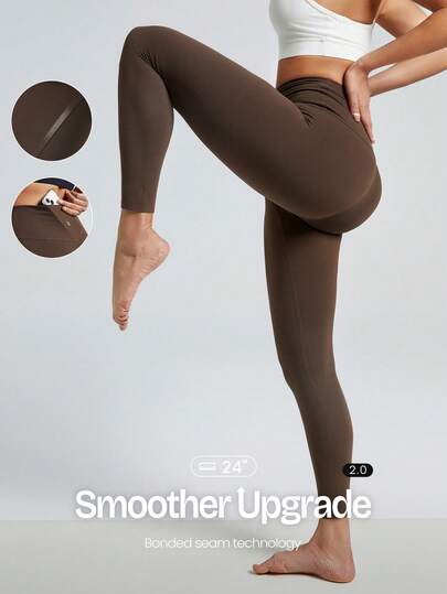 GLOWMODE Leggings 24" Sem costura FeatherFit™ Mantenha o Clássico Cintura Alta Confortável com Bolsos Traseiros Duradoura para Baixo Impacto Yoga thumbnail