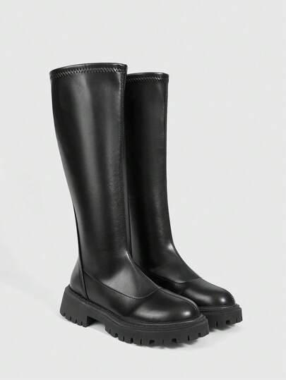 MISSGUIDED Botas Cano Alto Plataforma com Sola Grossa e Fechamento com Zíper para Outono Inverno thumbnail