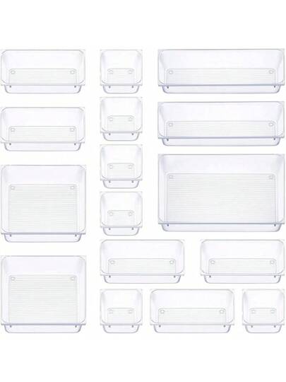 Kit 25 Organizador Multiuso Modular Gavetas Acrílico Cristal thumbnail