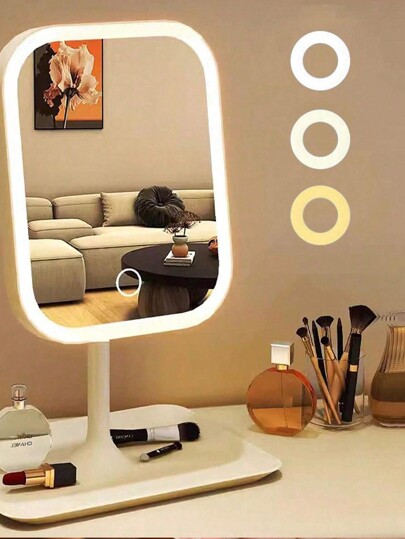 1 Peça Espelho de Maquiagem LED, Espelho de Vaidade com Luz Frontal, Recarregável 3 Modos de Luz, Espelho de Maquiagem e Cosméticos de Estilo Moderno com Controle de Toque, Espelho Compacto Portátil e Dobrável, Espelho de Vaidade Iluminado para Viagem, Presente Ideal para Mulheres no Dia dos Namorados, Ideal para Uso Diário em Dormitórios de Estudantes, Design Estilo Ins thumbnail