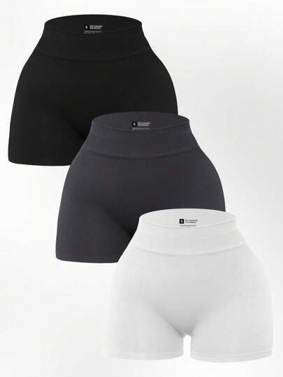 Easithlete Shorts de Exercício Diários de Cintura Alta de Cor Sólida para Mulheres, Short de Suor, Short de Academia, Short Ciclista thumbnail