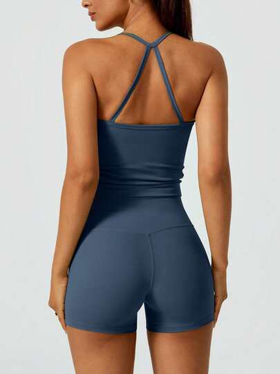 Conjunto de Fitness Sem Costura Levantador de Bumbum Esportivo Halter Backless Feminino da NcmRyu, Primavera/Verão thumbnail