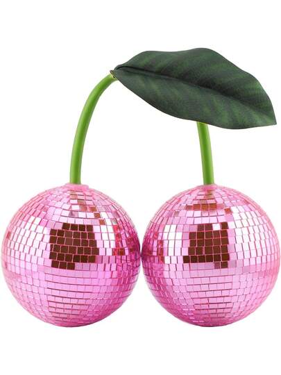 Bola de Espelho Disco Cereja Bola de Espelho Disco Pendurada Luz Reflexiva para DJ, Clube, Palco, Bar, Festa, Casamento, Decoração de Festival Doméstico Decoração Cereja (10cm, Rosa) thumbnail