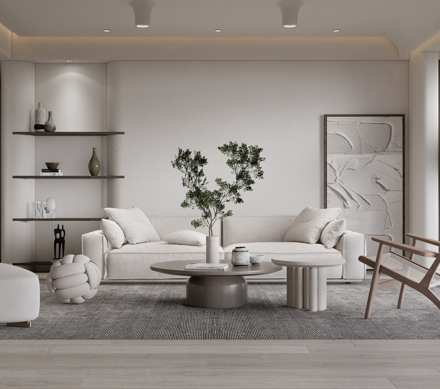 This bright, open-concept space embodies that spirit. Textures, colours and cosy functionality create harmony in the det