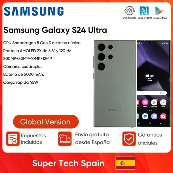 Samsung-Galaxy S24 Ultra 5G AI Smartphone, 6,8 ", AMOLED 120Hz, Display 2X, Snapdragon 8, Gen 3, Câmera dupla 200MP, Celular thumbnail