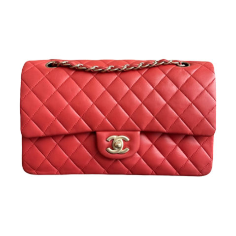 £9,080 🎁 Chanel - Small Classic Flap in Red Lambskin & Gold Hardware thumbnail