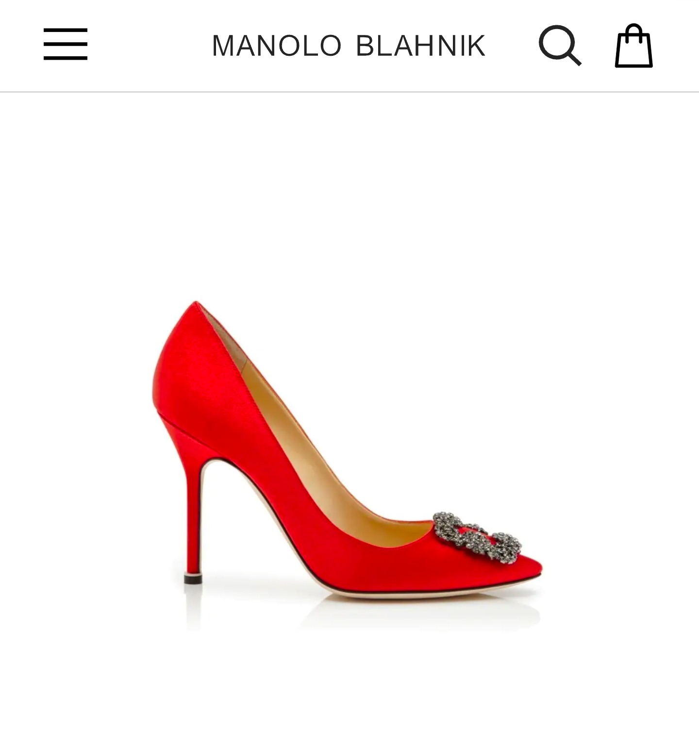 £1,062 🎁 Manolo Blahnik - Hangisi Pump in Red Satin thumbnail