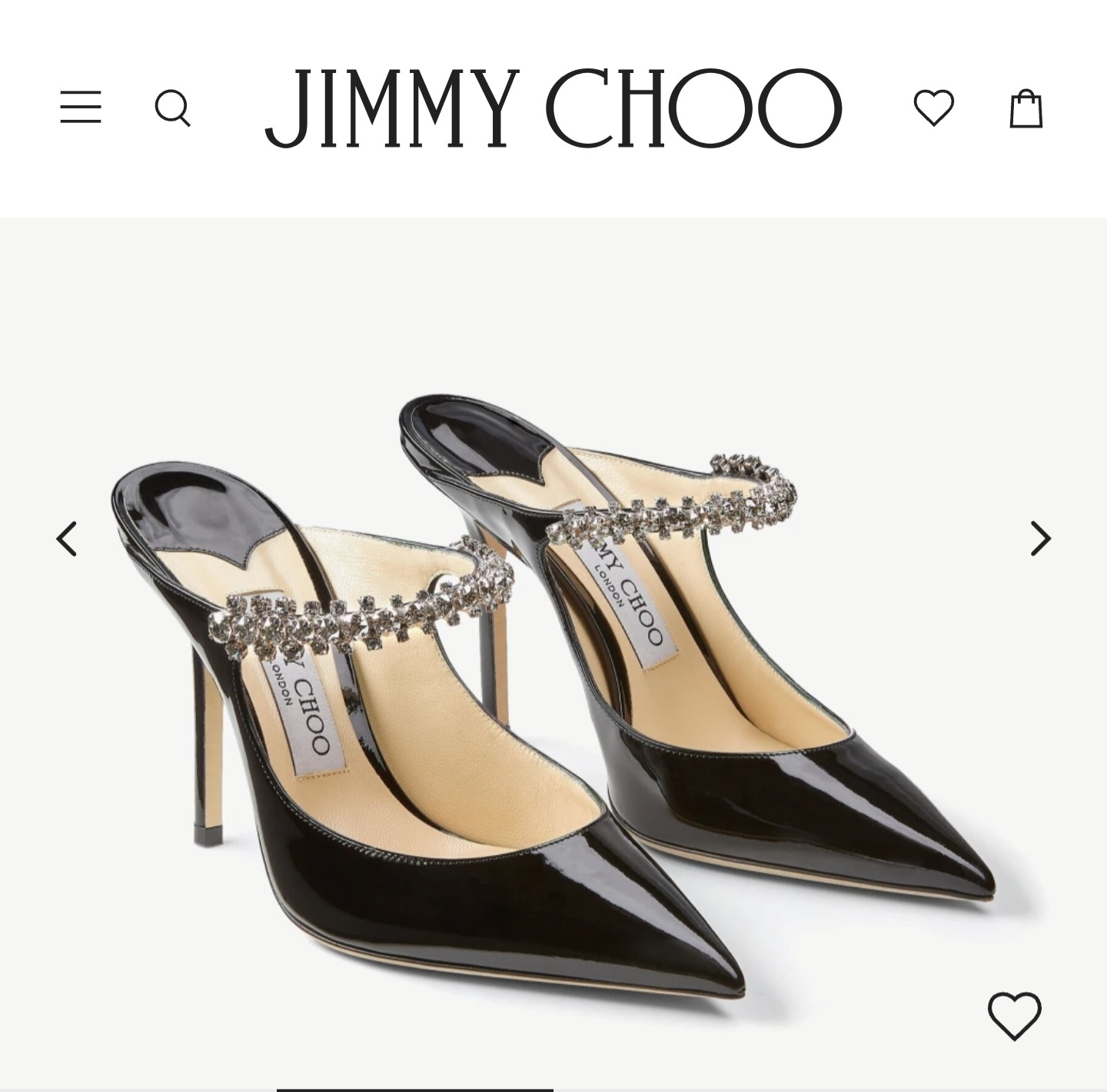 £873 🎁 Jimmy Choo - Bing 100 in Black Patent Leather Mules with Crystal Strap thumbnail
