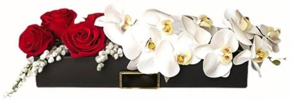 £95 🎁 Flowers Box - Luxury Rose & Phalaenopsis Orchid Flower Box thumbnail