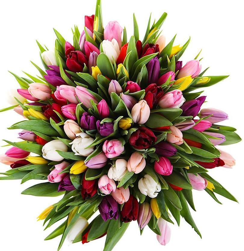 £200 🎁 Flowers Box - Colored Tulips Bouquet thumbnail