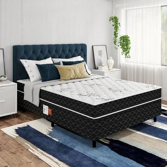 Cama Box Casal Conjugada Benfica Espuma D33 Ortopédica 138x188x50 cm thumbnail