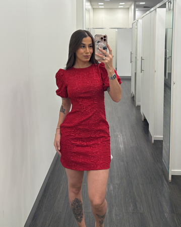 Vestido vermelho jacquard mindset  thumbnail