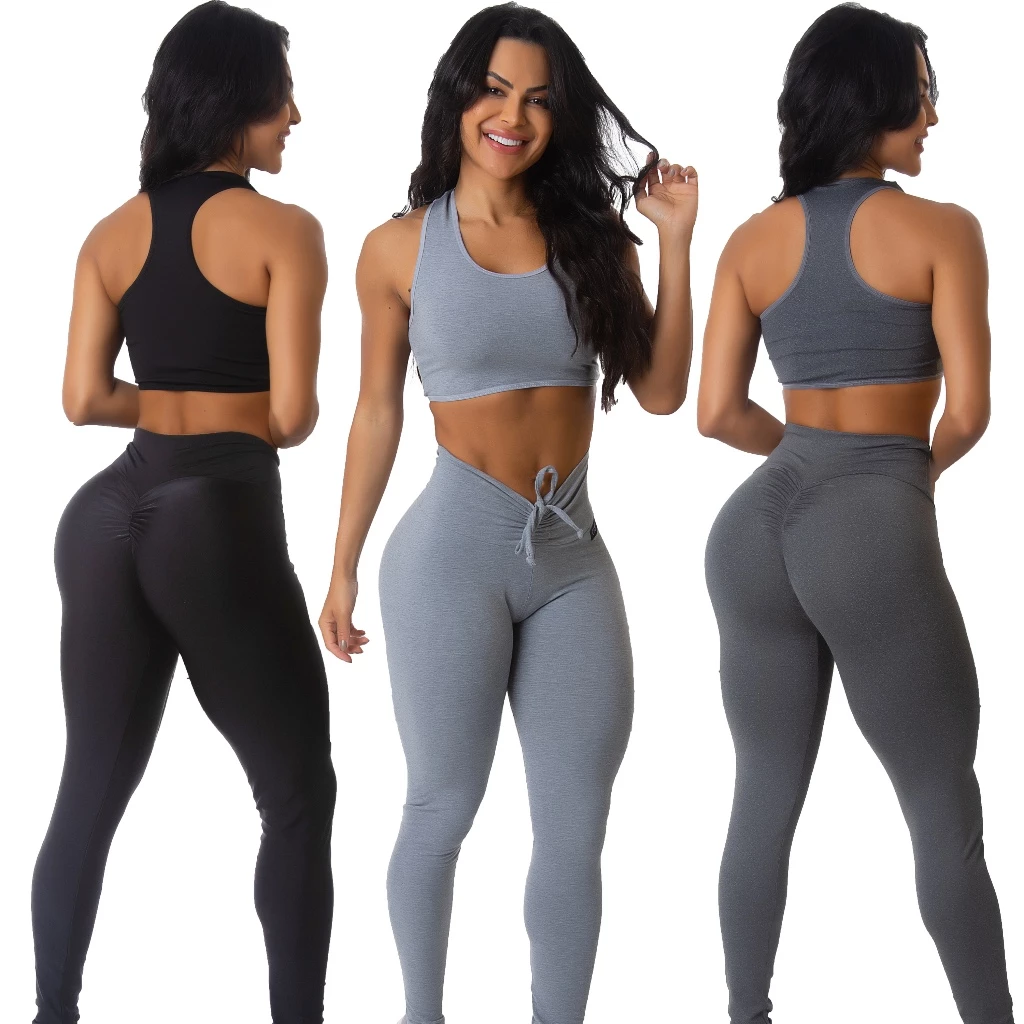 Kit 2 Conjuntos Feminino Academia Top e Legging Levanta Bumbum thumbnail