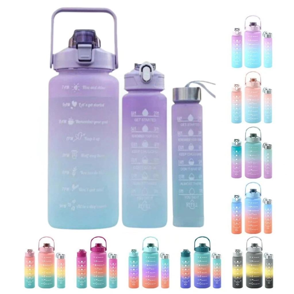 Kit 3 Garrafas De Água Degradê 2Litros e 900ml e 300ml  thumbnail