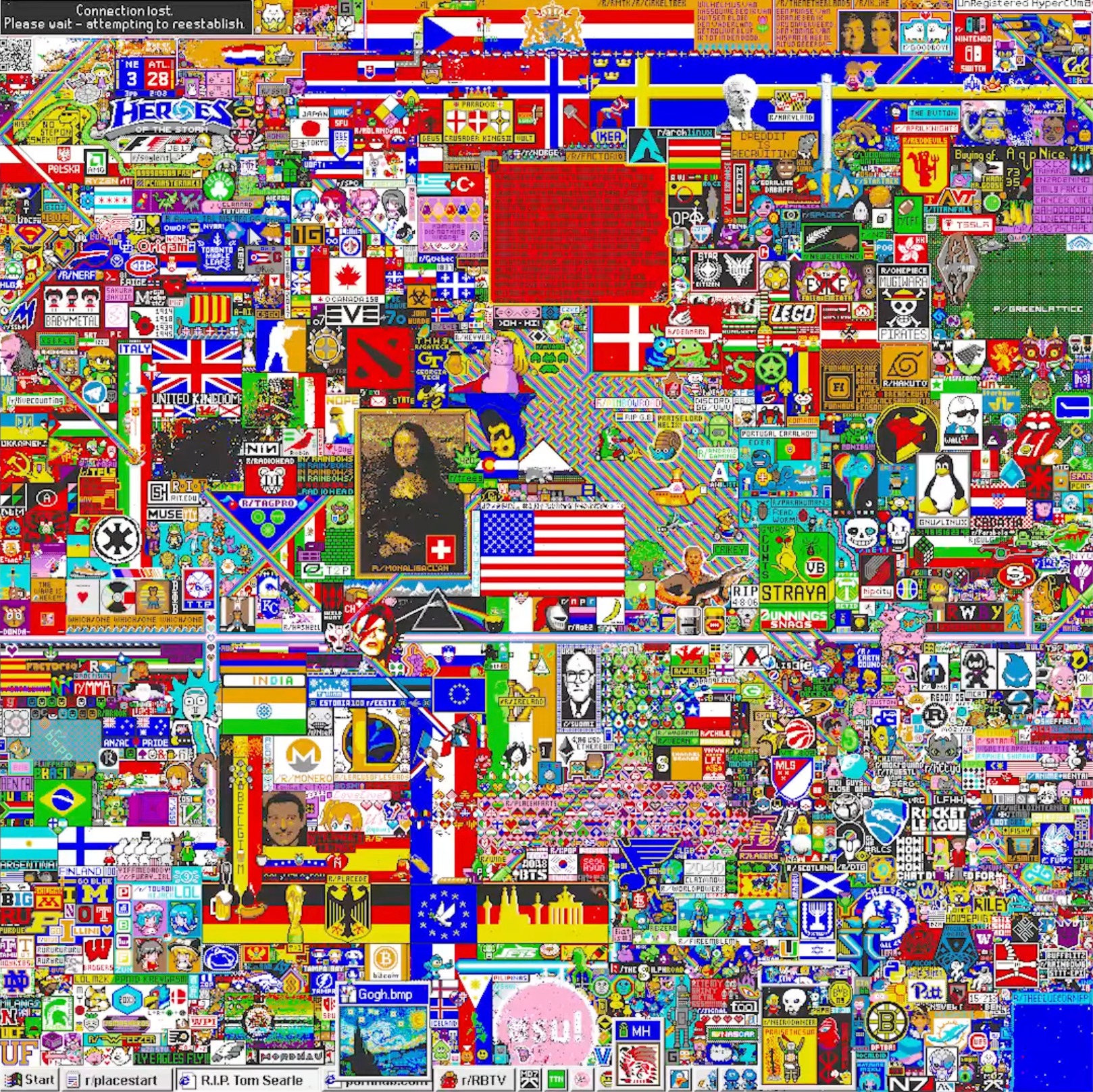 "the entire history of r/place…" - a Reddit experiment where every participant can place one pixel every five minutes thumbnail