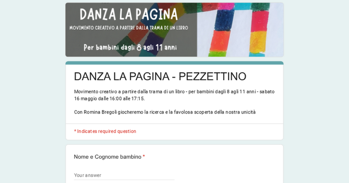 DANZA LA PAGINA - PEZZETTINO: ISCRIZIONI thumbnail