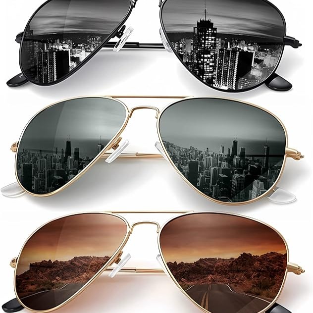 KALIYADI Classic Aviator Sunglasses for Men Women Driving Sun glasses Polarized Lens UV Blocking (3 Pack) 58mm : Clothing, Shoes & Jewelry thumbnail