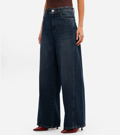 Calça jeans wide leg lavagem escura  thumbnail