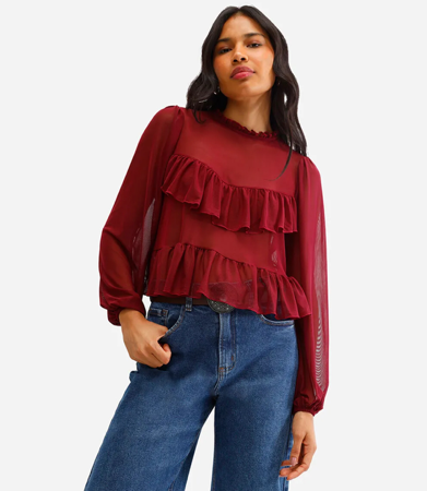 Bata com babados em tule vinho  thumbnail