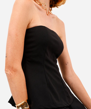 Blusa sem alça peplum preta  thumbnail