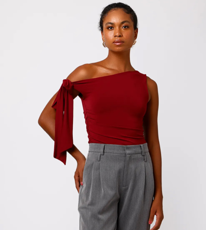 Blusa com amarração mindset vinho P thumbnail