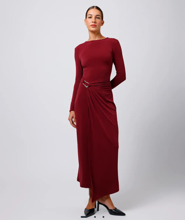 Vestido com fenda vinho  thumbnail