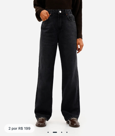 Calça jeans wide leg preta  thumbnail