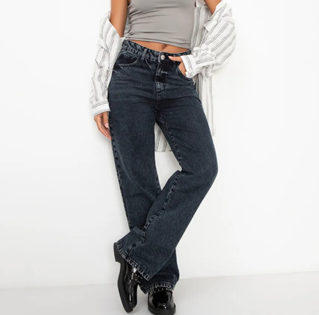 Calça jeans wide leg slim escura  thumbnail