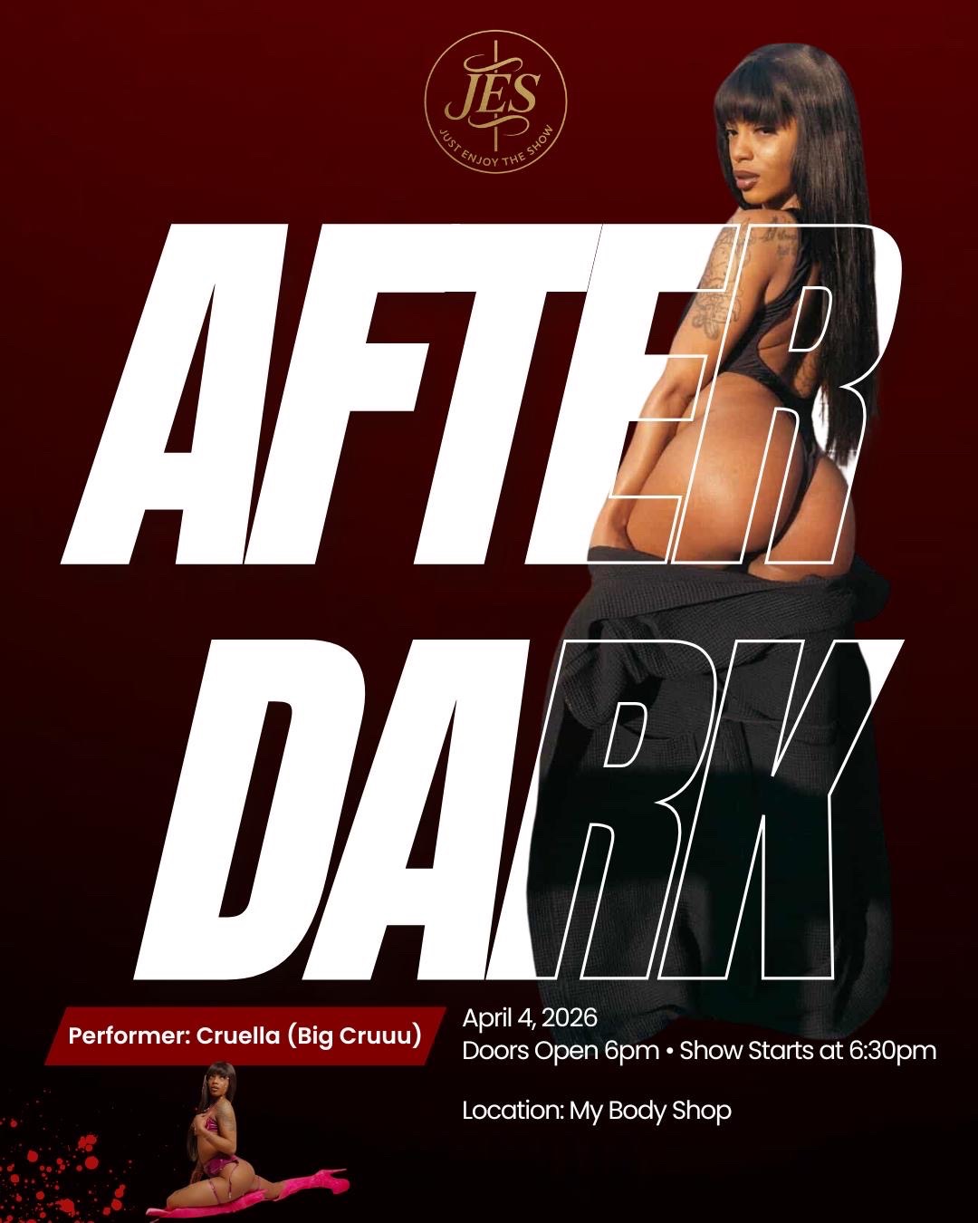 JES: After Dark 4/4 6:30pm DMV Maryland use code “ Jes-Cruella” thumbnail
