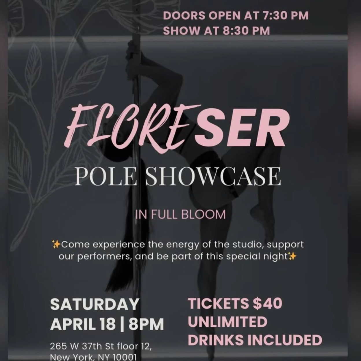 FLORESER” — April 18th at 8 PM Manhattan by Pole Superwomen thumbnail