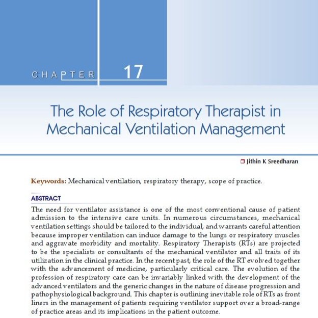 Pioneering Book Chapter Published in Respiratory Therapy - Mechanical Ventilation Clinical Application thumbnail