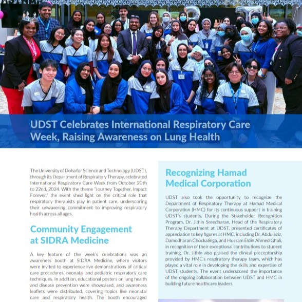 Featured in UDST Newsletter: Celebrating International Respiratory Care Week thumbnail