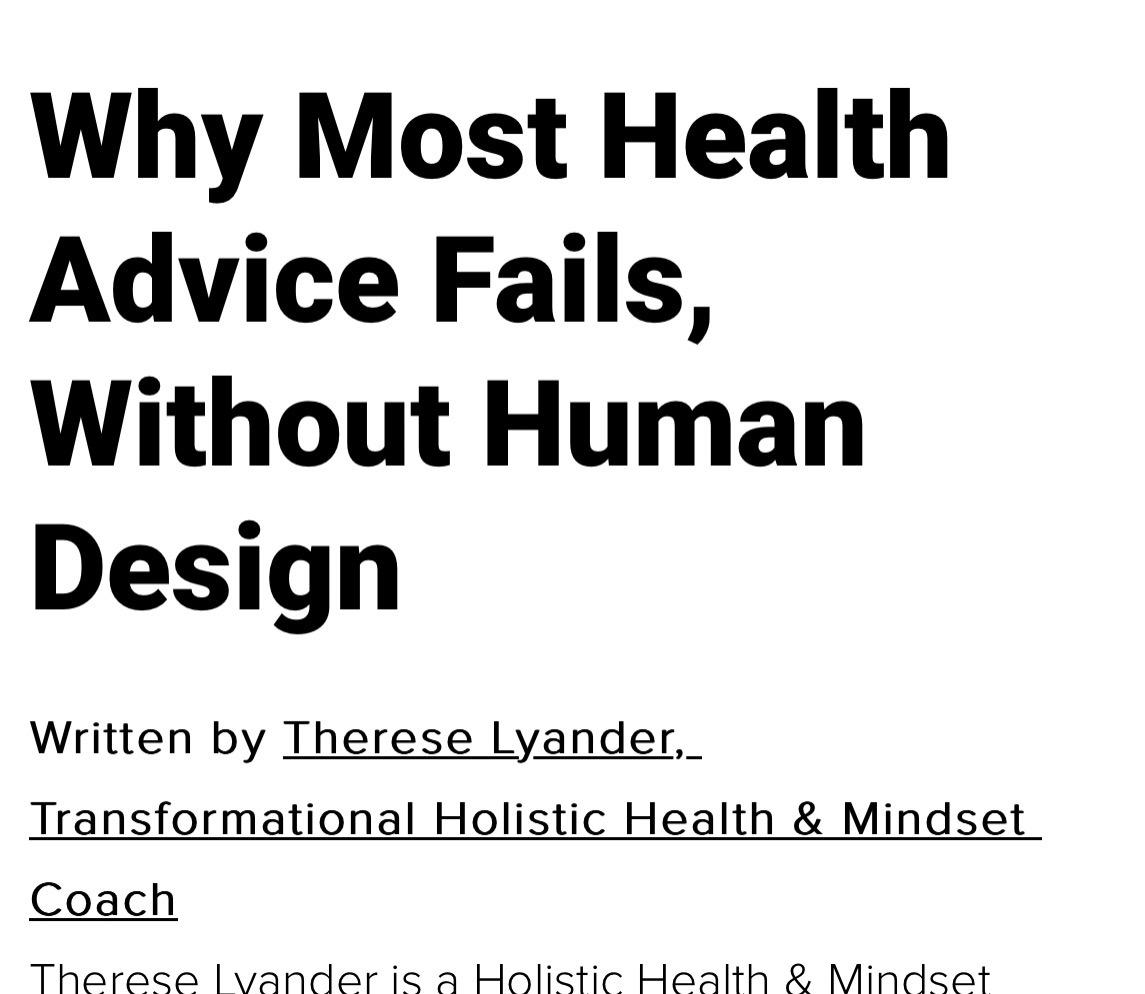 Article: Why Most Health Advice Fails, Without Human Design thumbnail