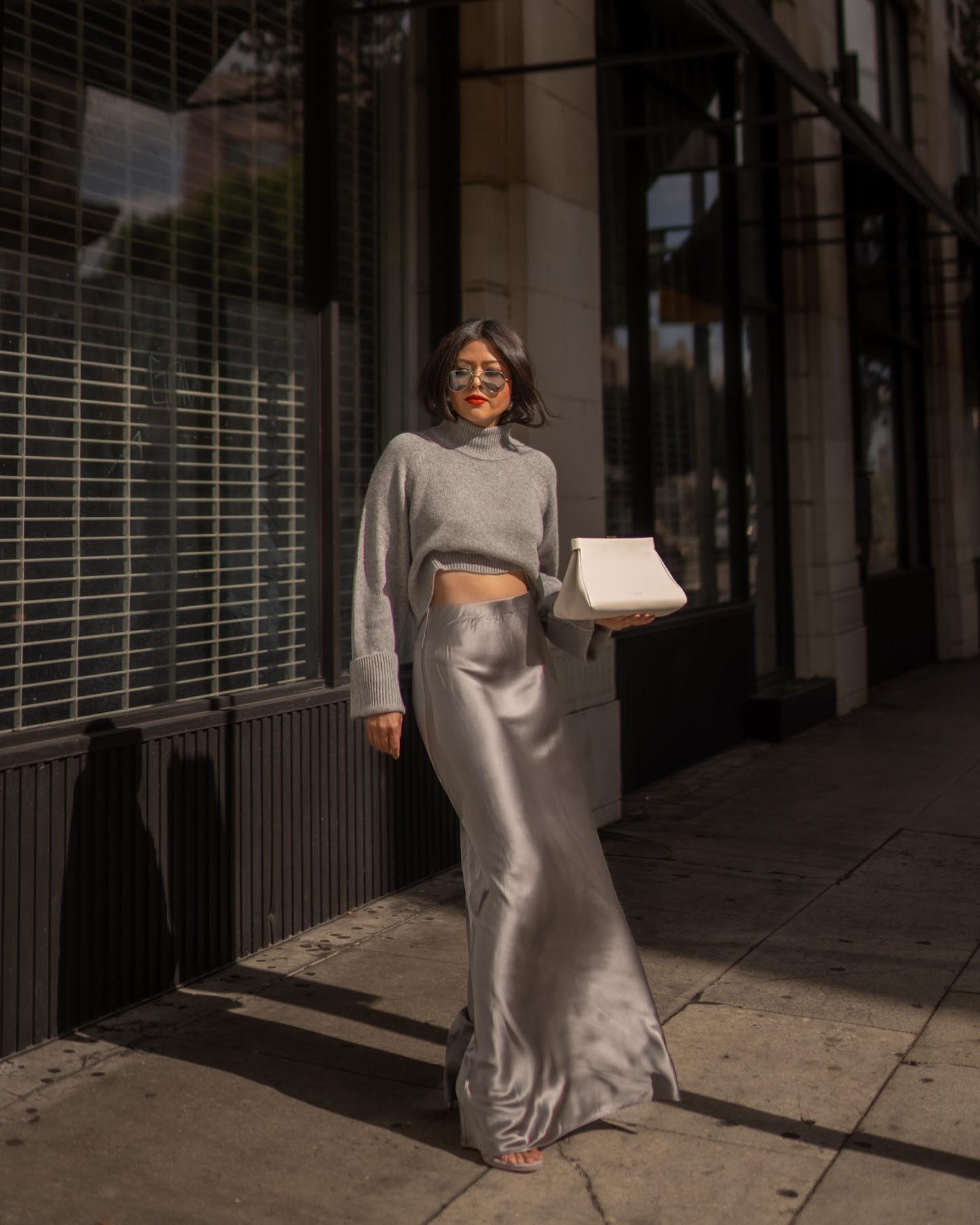 Silver skirt shimmer, dancing in the downtown dusk (link in IG stories)